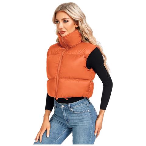 Gilet Invernale Con Colletto Da Donna, Arancione, Taglia M - Foto 4