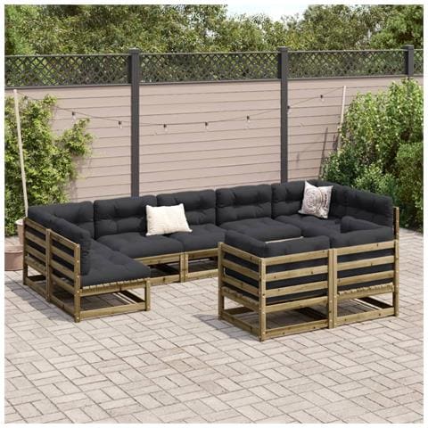 Set Divani da Giardino 9 pz in Legno Impregnato di Pino - Foto 9