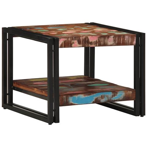 Tavolino Salotto Multicolore 50x50x38cm Legno Massello Recupero - Foto 1