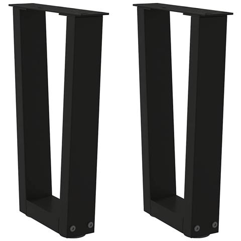 Gambe Per Tavolo Da Pranzo A V 2 Pz Nero 28x(42-43,3)cm Acciaio - Foto 1
