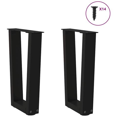 Gambe Per Tavolo Da Pranzo A V 2 Pz Nero 28x(42-43,3)cm Acciaio - Foto 3