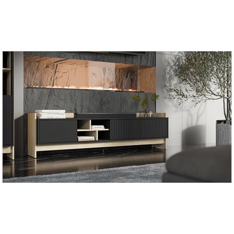 Armadio RTV PORTO 3D 190x38x50 rovere /nero - Foto 4