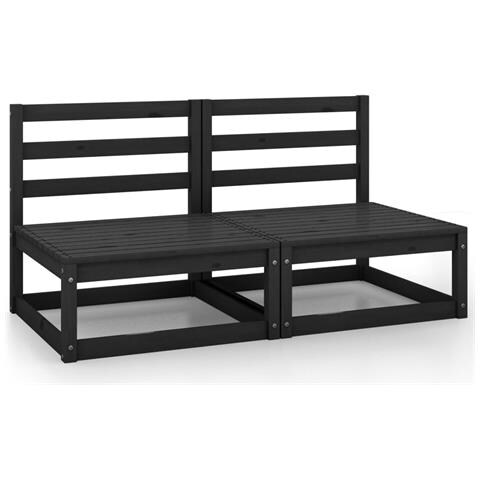 Divani Centrali Giardino 2 Pz In Massello Di Pino Nero - Foto 2