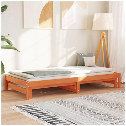 Lusso Casadino - Divano Con Letto Estraibile Marrone Cera 90x190cm Massello Pino - Foto 8