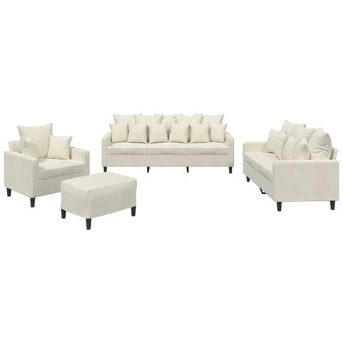 Set di Divani 4 pz con Cuscini Crema in Velluto - Foto 1