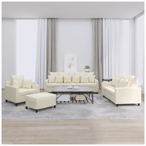 Set di Divani 4 pz con Cuscini Crema in Velluto - Foto 2