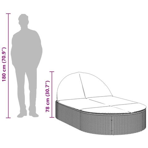 Lettino Prendisole con Cuscini Marrone in Polyrattan - Foto 9