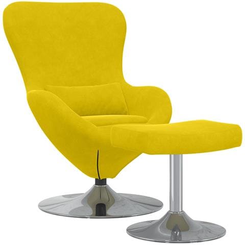 Poltrona a Uovo  con Poggiapiedi in Velluto Giallo - Foto 1