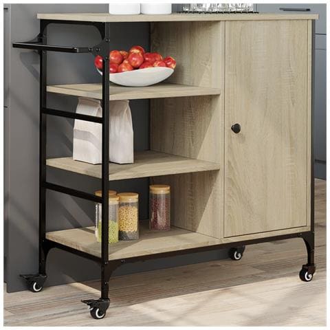 Carrello da Cucina Rovere Sonoma 87,5x38,5x84,5 cm Multistrato - Foto 2