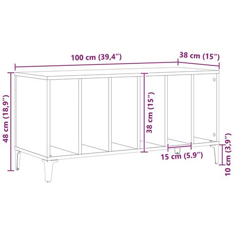 Mobile per Vinili Rovere Nera - 100x38x48 cm in Legno Ingegnerizzato - Foto 9