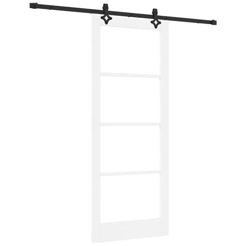 "Porta Scorrevole  con Set Ferramenta ""ORKDAL"" Bianco in Legno Massello e Vetro, Porta Interna  con Vetro ""ORKDAL"" Bianca 83x211x4 cm" - Foto 1