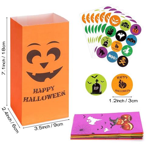 Set 80 Sacchetti Di Dolcetti Per Halloween E 84 Adesivi - Foto 2