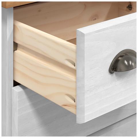 Cassettiera 'ASKIM'Bianca 91x40x79 cm in Legno Massello di Pino - Foto 9