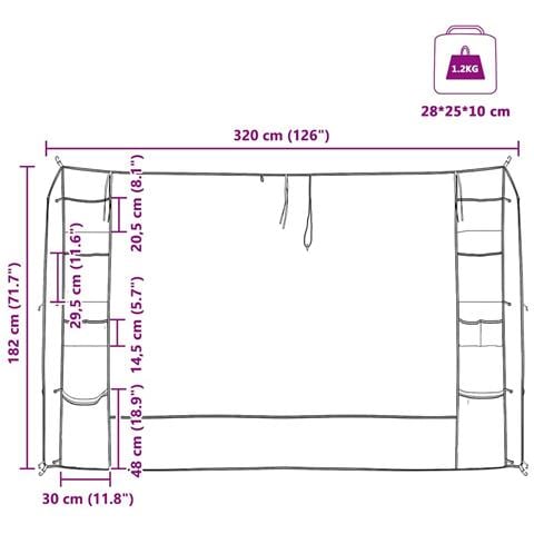Organizzatore da Tenda Appeso Grigio 320 x 182 cm - Foto 8