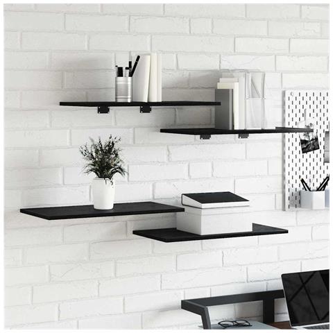 Scaffale 4 pcs Nero 60 x 30 x 1.5 cm Legno multistrato - Foto 2