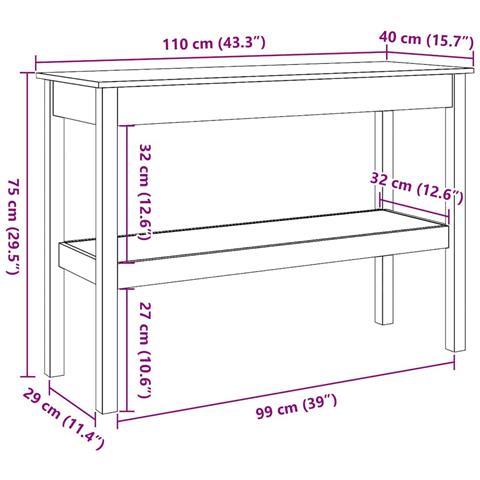 Tavolo consolle con lo scaffale Cera marrone 110 x 40 x 75 cm - Foto 6
