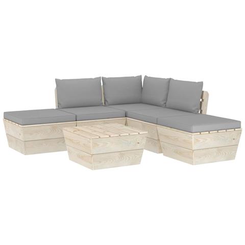 Lusso Casadino -  Set Divani Da Giardino Su Pallet 6 Pz Con Cuscini Legno Abete - Foto 1
