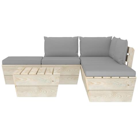 Lusso Casadino -  Set Divani Da Giardino Su Pallet 6 Pz Con Cuscini Legno Abete - Foto 2