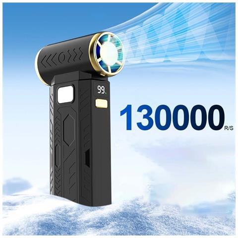 Soffiatore Turbo Ad Alta Velocità: Soffiatore Portatile Potente Con Luce Led E Velocità Regolabile Black - Foto 5
