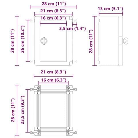 Armadietto di Controllo Grigio 21 x 13 x 28 cm Plastica ABS - Foto 9