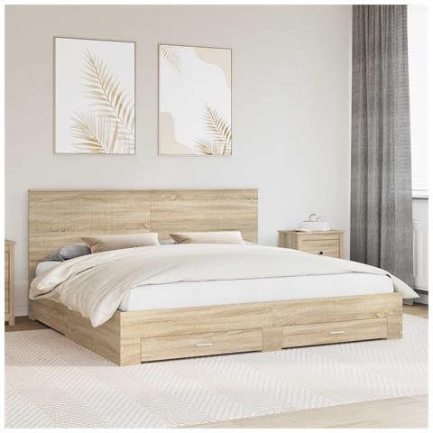 Struttura del letto con testiera Rovere Sonoma 200 x 200 cm - Foto 2
