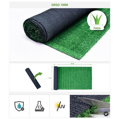 Erba Sintetica Orso 1m X 8m - 7mm - Foto 7