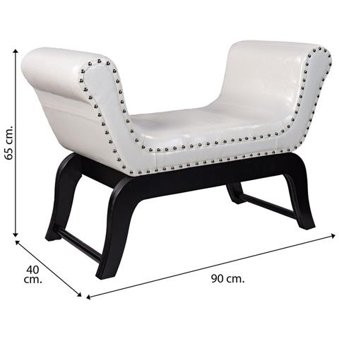 Sgabello In Similpelle Bianca 90x40x65h - Foto 6