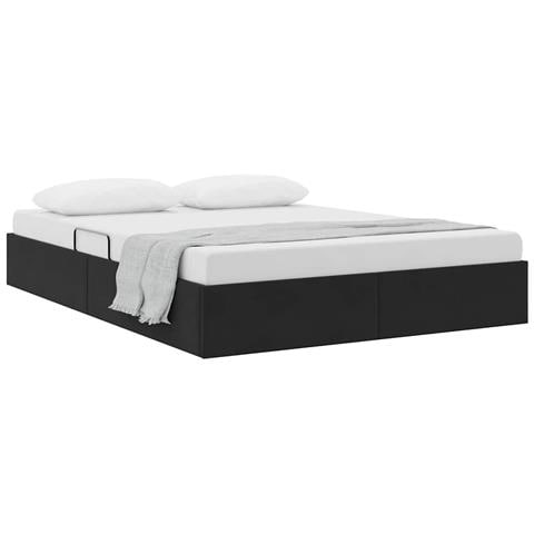 Letto con Contenitore con materasso Nero 135 x 190 cm Velluto - Foto 1