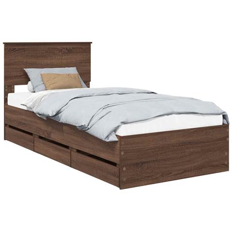 Struttura del letto con cassetto Rovere Marrone 90 x 190 cm - Foto 1