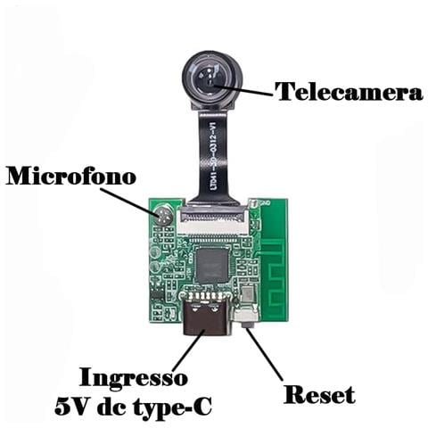 Telecamera Wifi Mini Modulo 5 Volt 26x23mm Gestione Tramite App Registrazione Video 480p Su Micro Sd - Foto 2