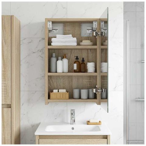 Mobiletto per specchio da bagno Rovere Sonoma 30 x 10,5 x 50 cm - Foto 2