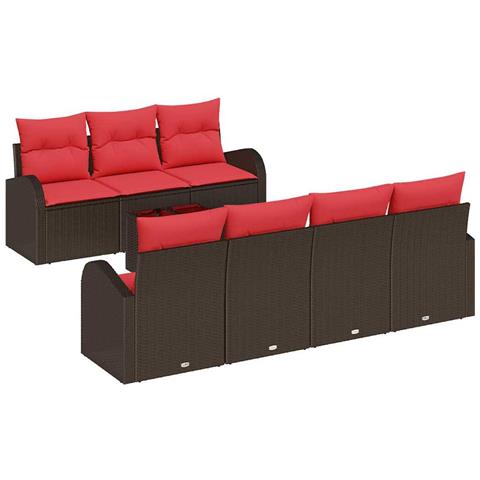 Set Divano da Giardino 8 pcs Beige e Rosso polyrattan - Foto 1