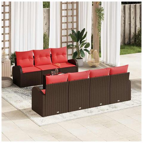 Set Divano da Giardino 8 pcs Beige e Rosso polyrattan - Foto 2