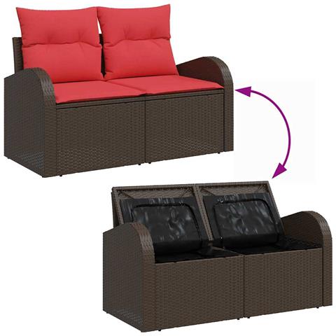 Set Divano da Giardino 8 pcs Beige e Rosso polyrattan - Foto 9