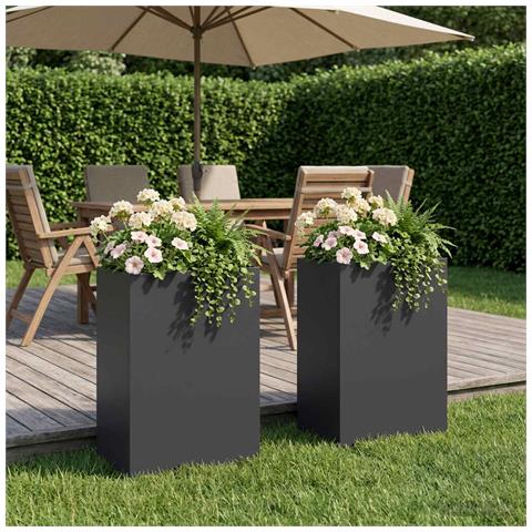 Vaso da giardino 2 pz Nero 50 x 30 x 75 cm - Foto 2