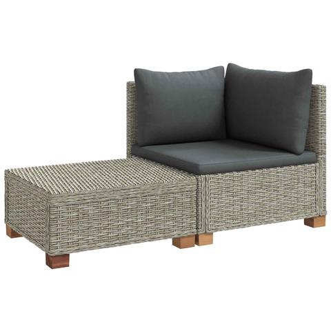 2 pz Set Lounge in Rattan con Cuscini GENDT Rattan naturale - Foto 1