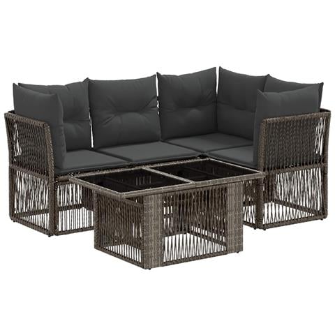 Set Divano da Giardino 5 pz Grigio polyrattan - Foto 1