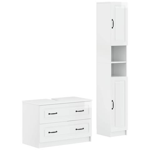 Set di Armadi da Bagno da 2 Pezzi UTRECHT Bianco Lucido - Foto 1