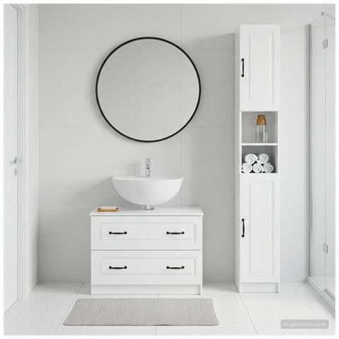 Set di Armadi da Bagno da 2 Pezzi UTRECHT Bianco Lucido - Foto 8