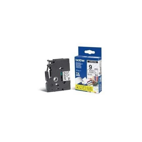 Nastro Laminato per Etichettatrice Formato 9 mm x 8 m Nero su Trasparente - Foto 1