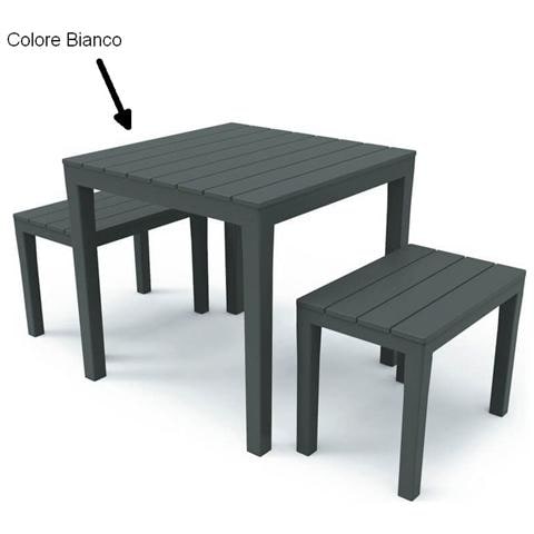 Set da Giardino 2 Panchine 1 Tavolo Bianco - Modello Papua - Foto 1