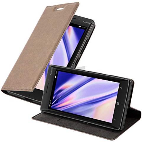 Custodia Compatibile Con Nokia Lumia 929 / 930 In Bruno Caffè - Coperchio Protettiva Con Chiusura Magnetica, Funzione Stand E Tasca Per Le Carte - Foto 1
