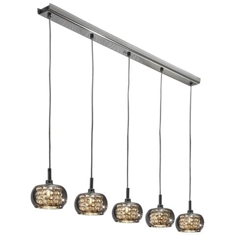 Sospensione A Soffitto In Cristallo Dimmerabile A 5 Luci Con Telecomando Cromo, Specchio, G9 - Foto 6