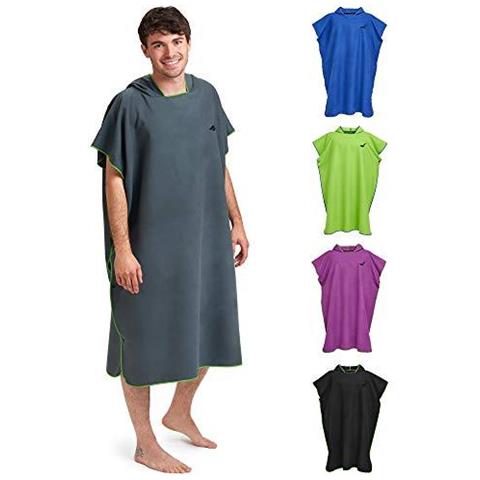 Surf Poncho - Surf Asciugamano Da Bagno Poncho Mens Di Surf Poncho Robe Da Surf Veste Secco - Taglia M Darkgray-verde - Foto 1