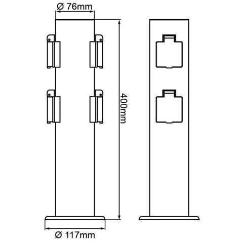 Dody Dissuasore Con 4 Prese Colore Nero - Metallo / plastica E27 Led Xw - Foto 1