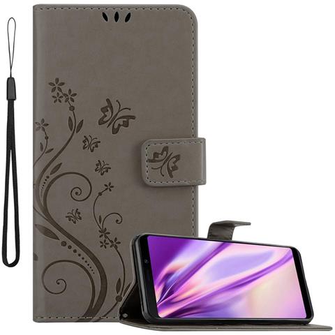 Cadorabo Custodia Compatibile Con Samsung Galaxy A9 2018 In Grigio Fiore - Coperchio Protettivo In Design Floreale Con Chiusura Magnetica, Funzione Stand E Slot Per Carte - Foto 1