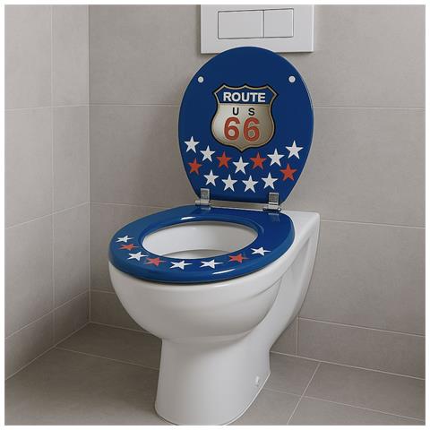 Sedile Wc Copri Vater Universale Frizionato Fantasia In Mdf Chiusura Rallentata *** Fantasia : Route 66 - Foto 3