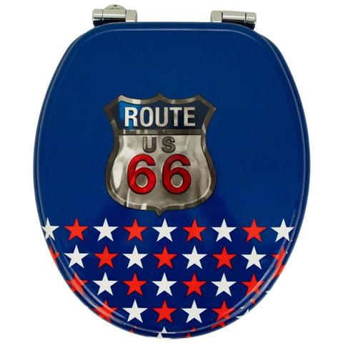 Sedile Wc Copri Vater Universale Frizionato Fantasia In Mdf Chiusura Rallentata *** Fantasia : Route 66 - Foto 2