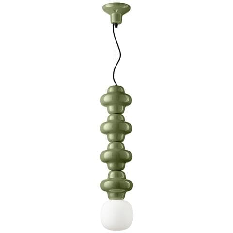 Sospensione Vintage Decò Copacabana 4 Moduli Ceramica Verde 1 Luce E27 - Foto 4