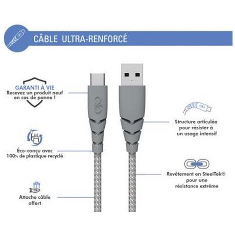 Cavo Usb A/usb C Ultrarinforzato 3m - 3a, Grigio - Foto 2